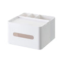 HornTide 5-in-1 Tissue Box Holder and Desktop Organizer Caddy | White
