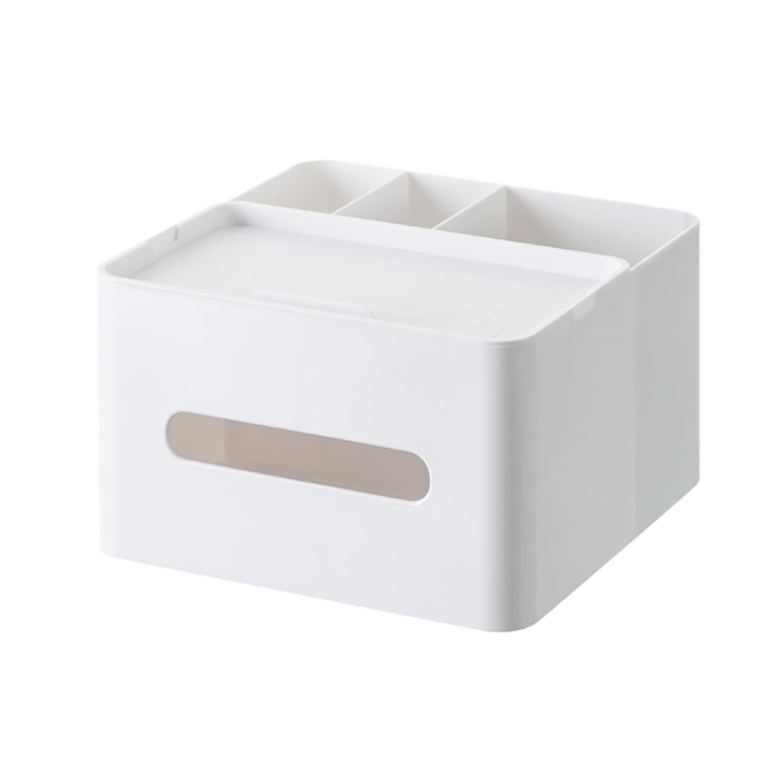 HornTide 5-in-1 Tissue Box Holder and Desktop Organizer Caddy | White