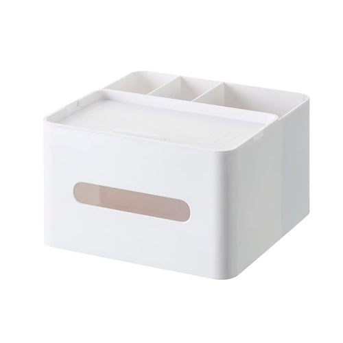HornTide 5-in-1 Tissue Box Holder and Desktop Organizer Caddy | White