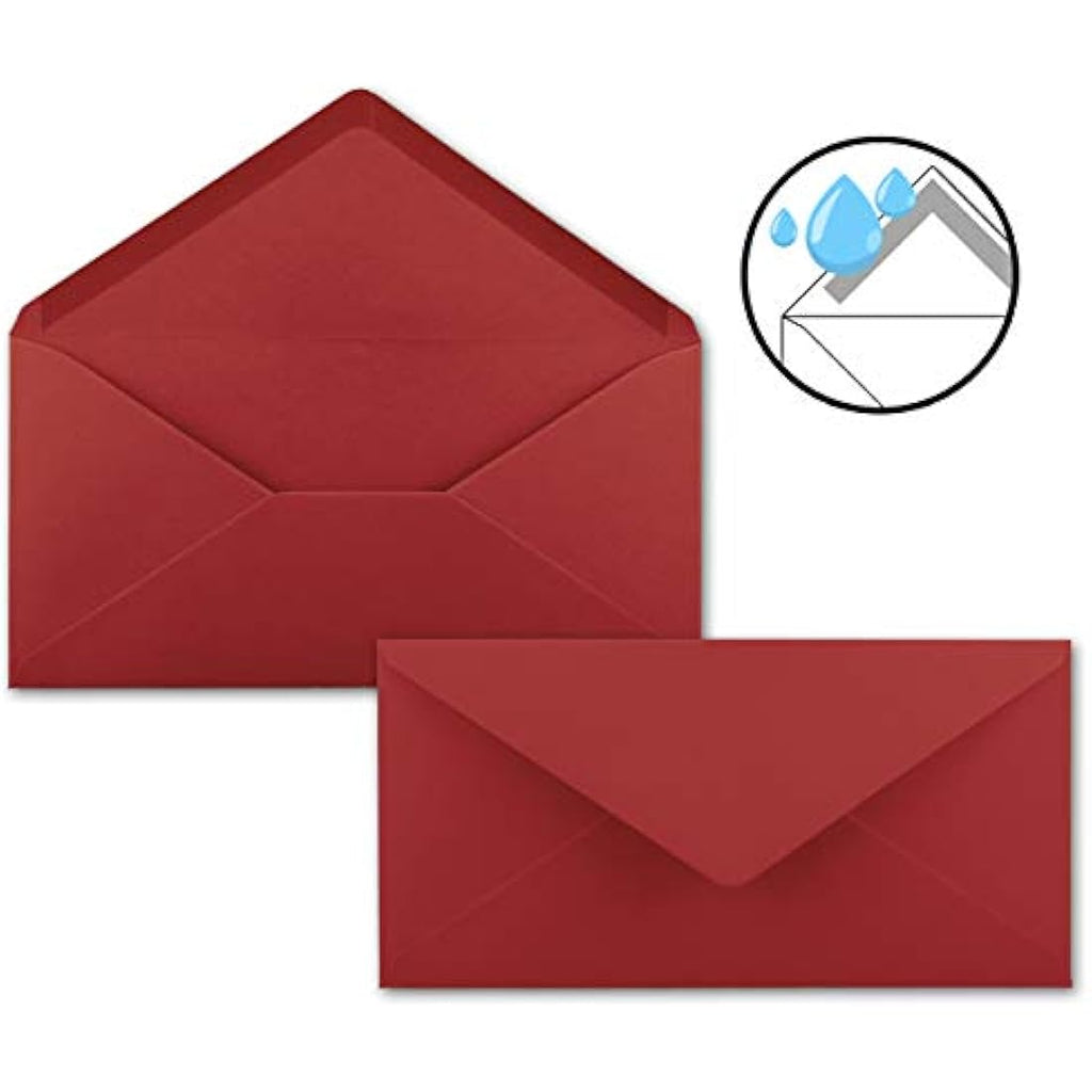 Gustav Neuser Dark Red DL Envelopes - 150 Pack Gummed 110x220mm