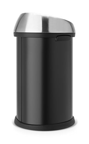 Brabantia Touch Bin 60L - Matt Black & Steel Kitchen Waste Bin