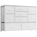 LYNCOHOME 9 Drawer Fabric Dresser – White Chest of Drawers for Bedroom