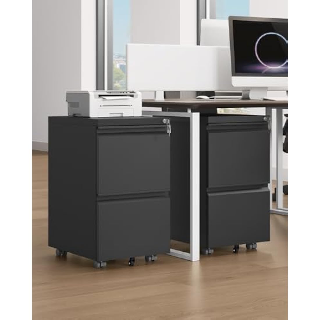 YITAHOME 2-Drawer Mobile Filing Cabinet | Lockable Steel File Storage