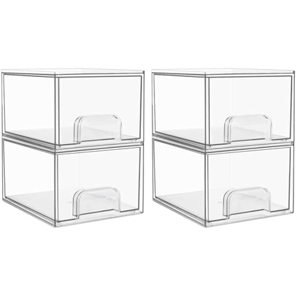 4 Pack Clear Acrylic Stackable Storage Drawers