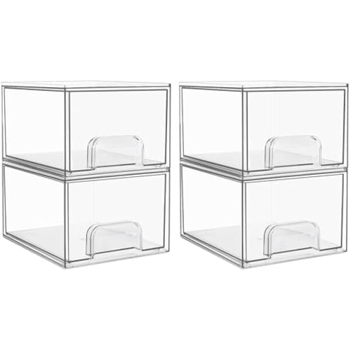 4 Pack Clear Acrylic Stackable Storage Drawers