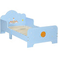 ZONEKIZ Kids Toddler Bed | Space Theme Blue Bed with Safety Rails