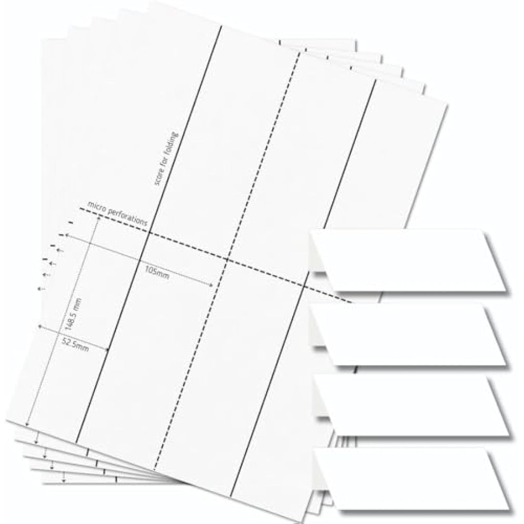 OfficeGear Printable Tent Cards - 1000 White Name Place Cards 170gsm