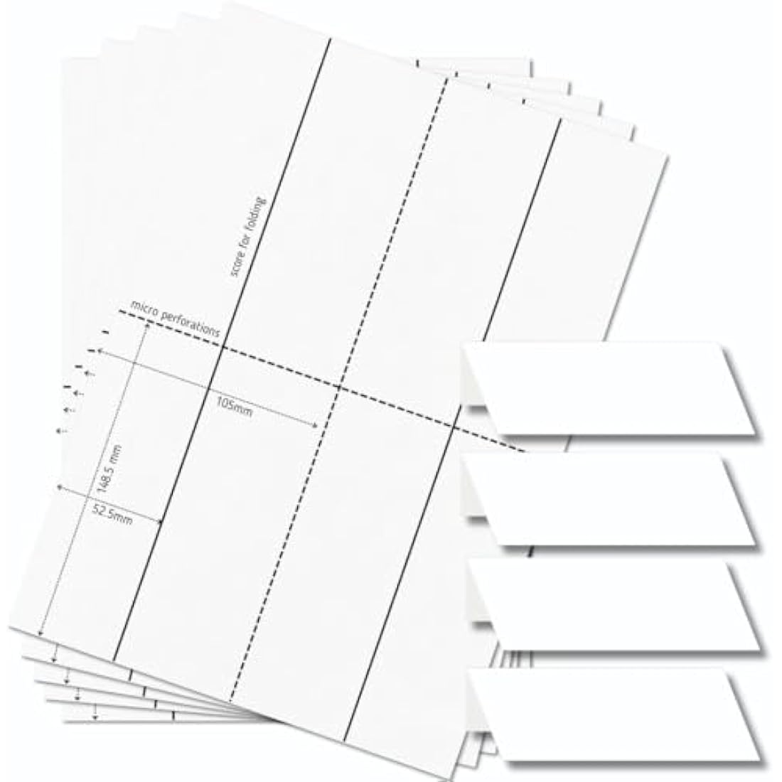 OfficeGear Printable Tent Cards - 1000 White Name Place Cards 170gsm