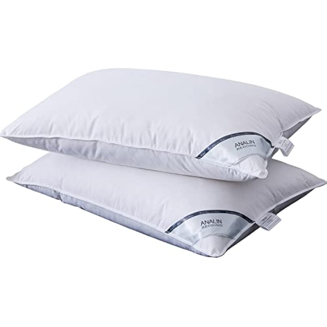 Analin Goose Feather & Down Pillows | 100% Cotton Shell | 2 Pack
