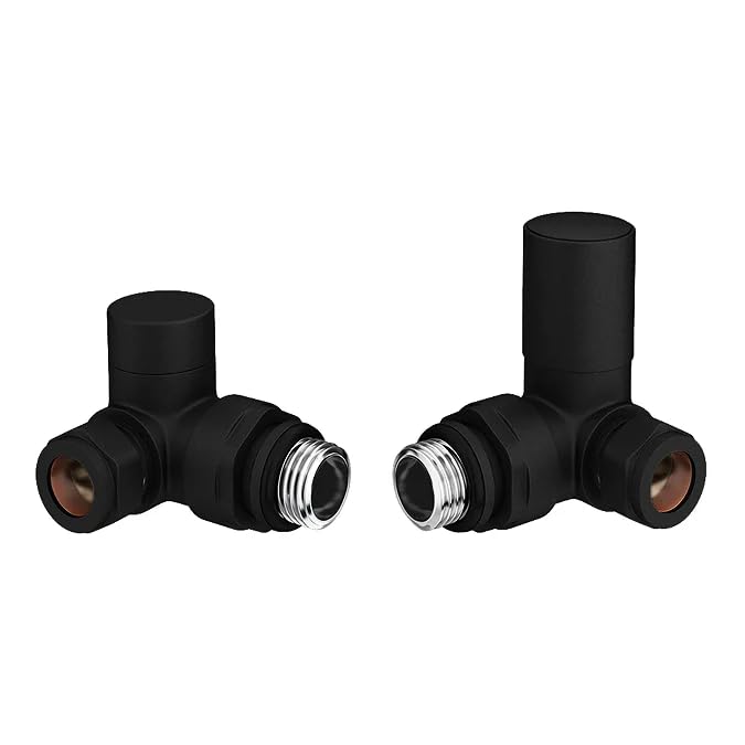 Team Controls Matt Black Corner Angled Radiator Valves - 15mm Pair