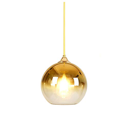 Modern Glass Globe Pendant Light – Gold 30cm Spherical Lamp