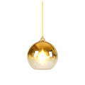 Modern Glass Globe Pendant Light – Gold 30cm Spherical Lamp
