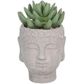 Buddha Head Artificial Plant – Green Leaf Faux Zen Decor