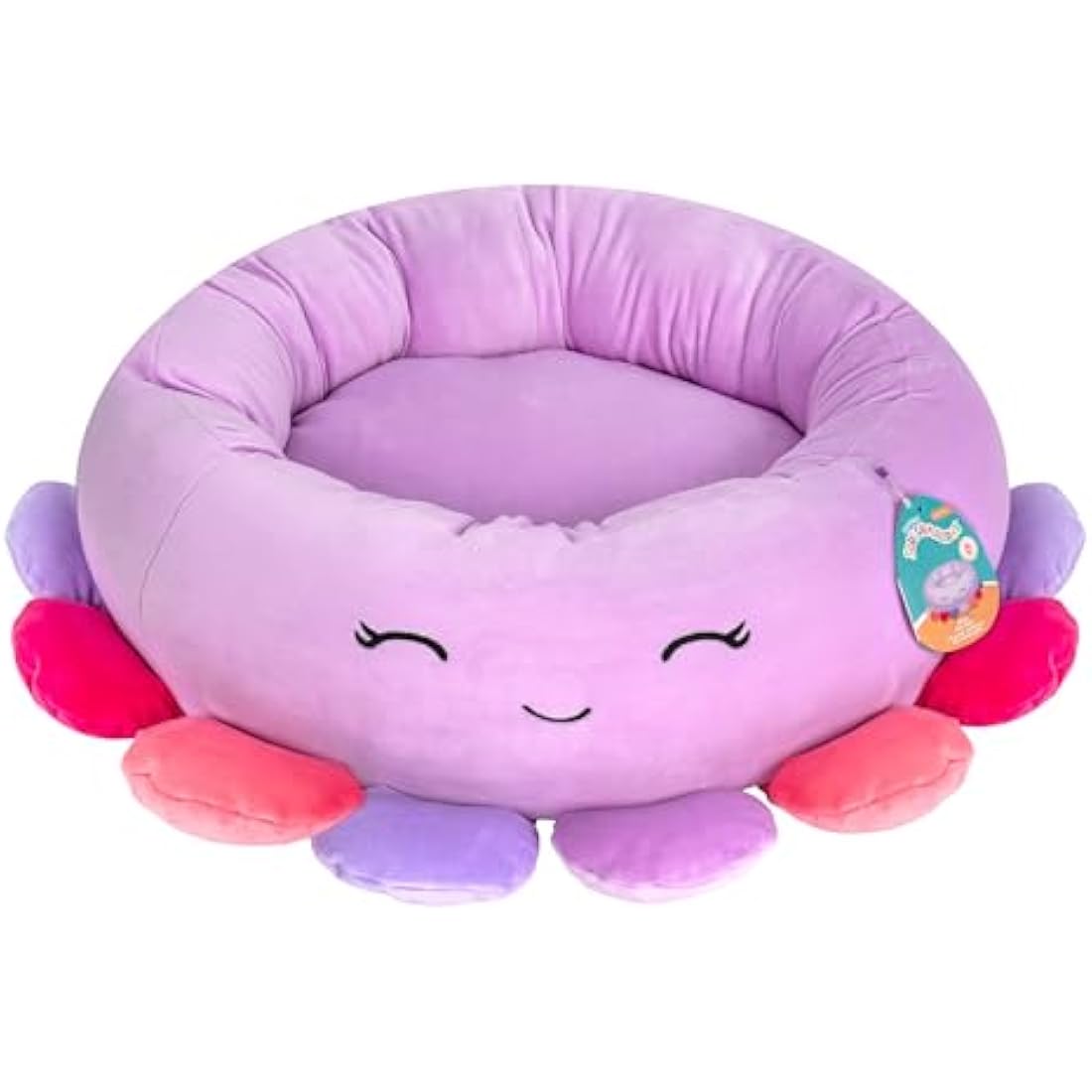 Squishmallows Beula Octopus Pet Bed – 24-Inch Ultrasoft Plush, Purple
