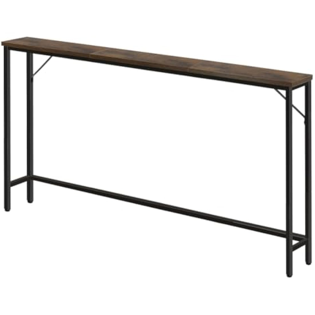 FURWOO Slim Console Table - Industrial Narrow Sofa Table, Rustic Brown