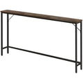 FURWOO Slim Console Table - Industrial Narrow Sofa Table, Rustic Brown