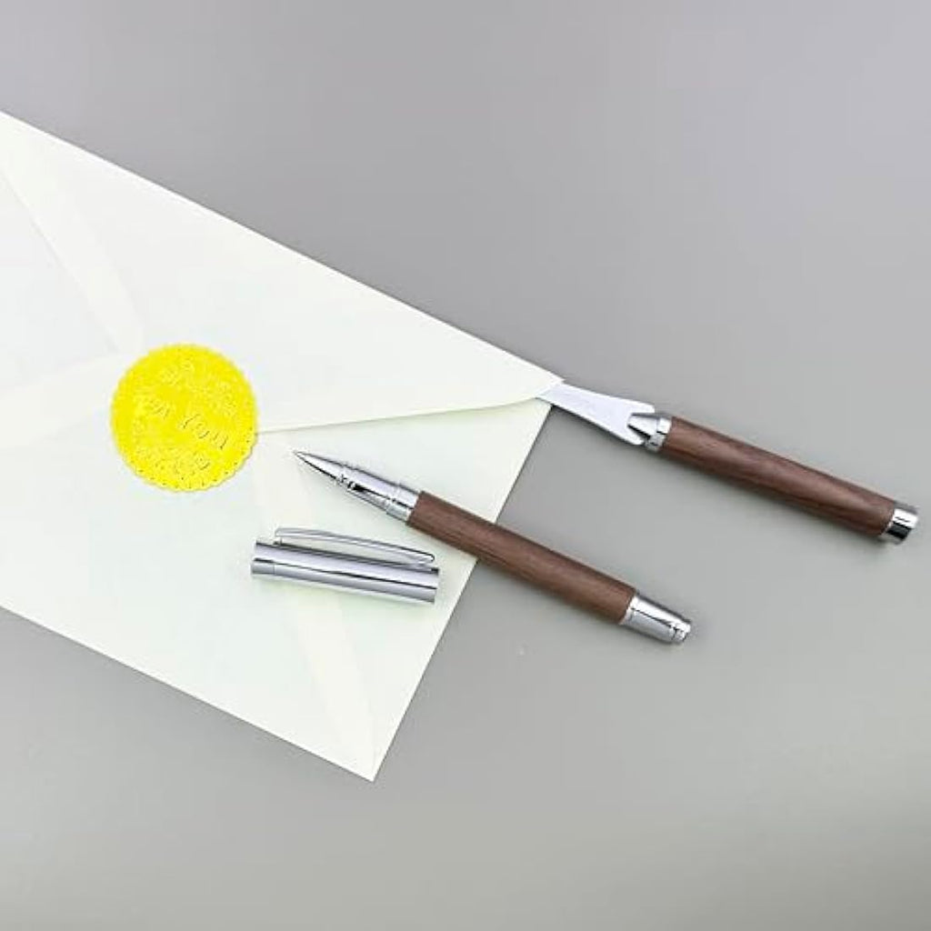 LACHIEVA LUX Walnut Rollerball Pen and Letter Opener Gift Set | TimberDuo