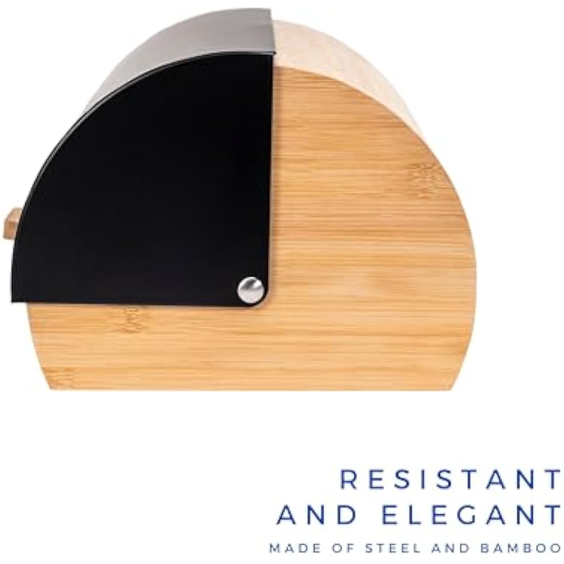 Erreke Matte Black Steel and Bamboo Roll Top Bread Bin – Large Storage