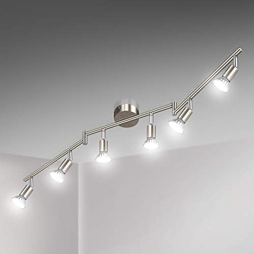 Unicozin 6-Way LED Ceiling Spotlight | Matt Nickel Rotatable Track Light