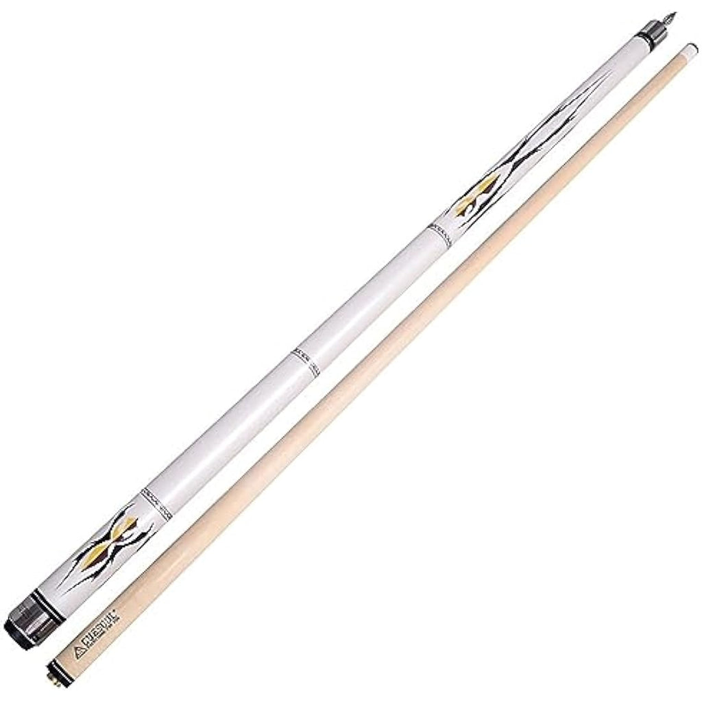 CUESOUL 58" Maple Billiard Pool Cue Stick – 19oz 2-Piece Pearl White