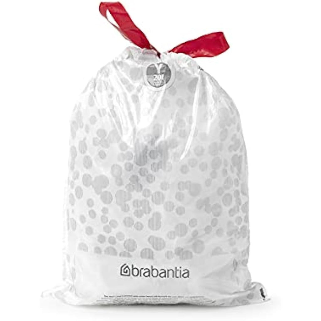 Brabantia PerfectFit Bin Liners Size Y | 20L White Trash Bags (40 Pack)
