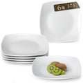 MALACASA 6.5" Square Dessert Plates - Ivory White Porcelain Set of 6