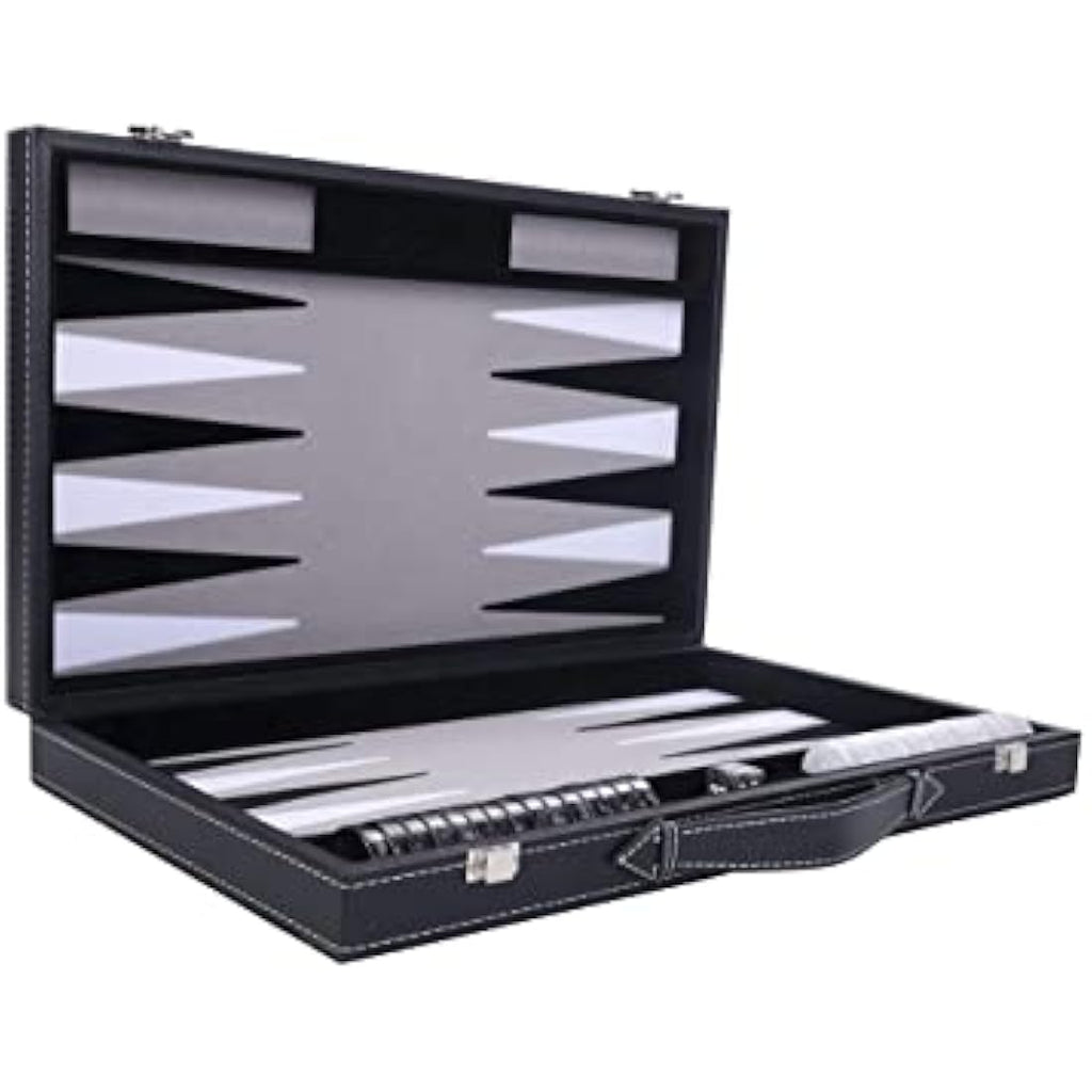 Engelhart 18 Inch Luxury Backgammon Set - Faux Leather & Felt Inlay