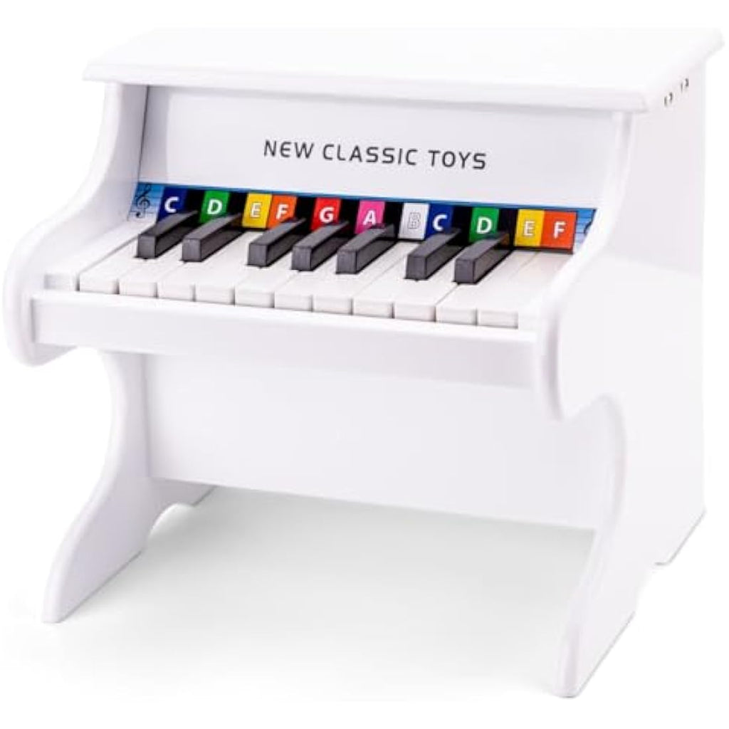 New Classic Toys Wooden Toy Grand Piano | 18-Key Musical Toy - White