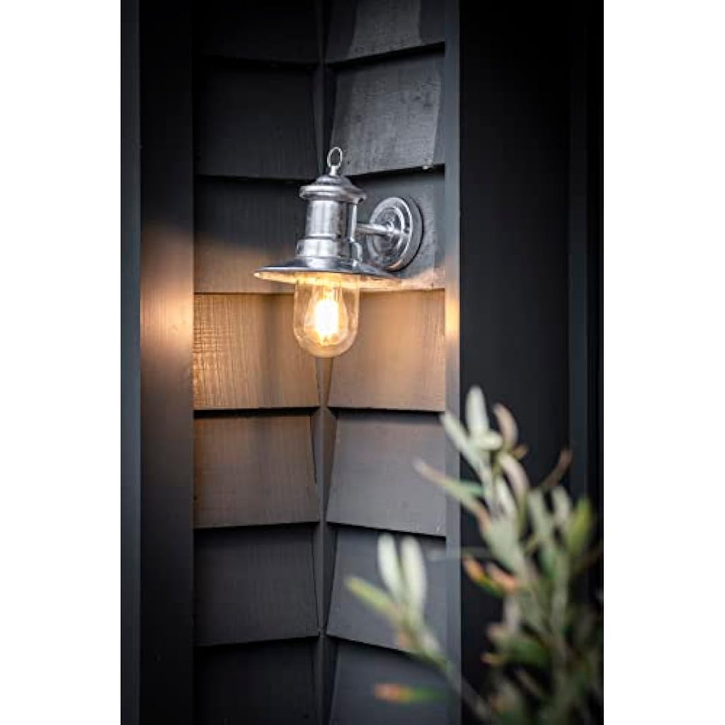 Garden Trading St Ives Galvanised Ships Light – Outdoor Wall Sconce