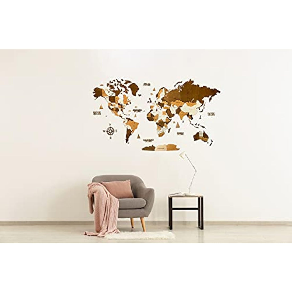 Woodvio 3D Wooden World Map – Decorative Wall Art for Home & Office