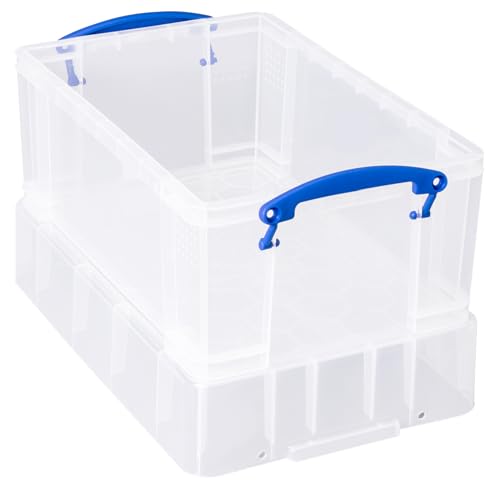 Really Useful Box 9 Litre Clear Plastic Storage Bins with XL Lid - 4 Pack