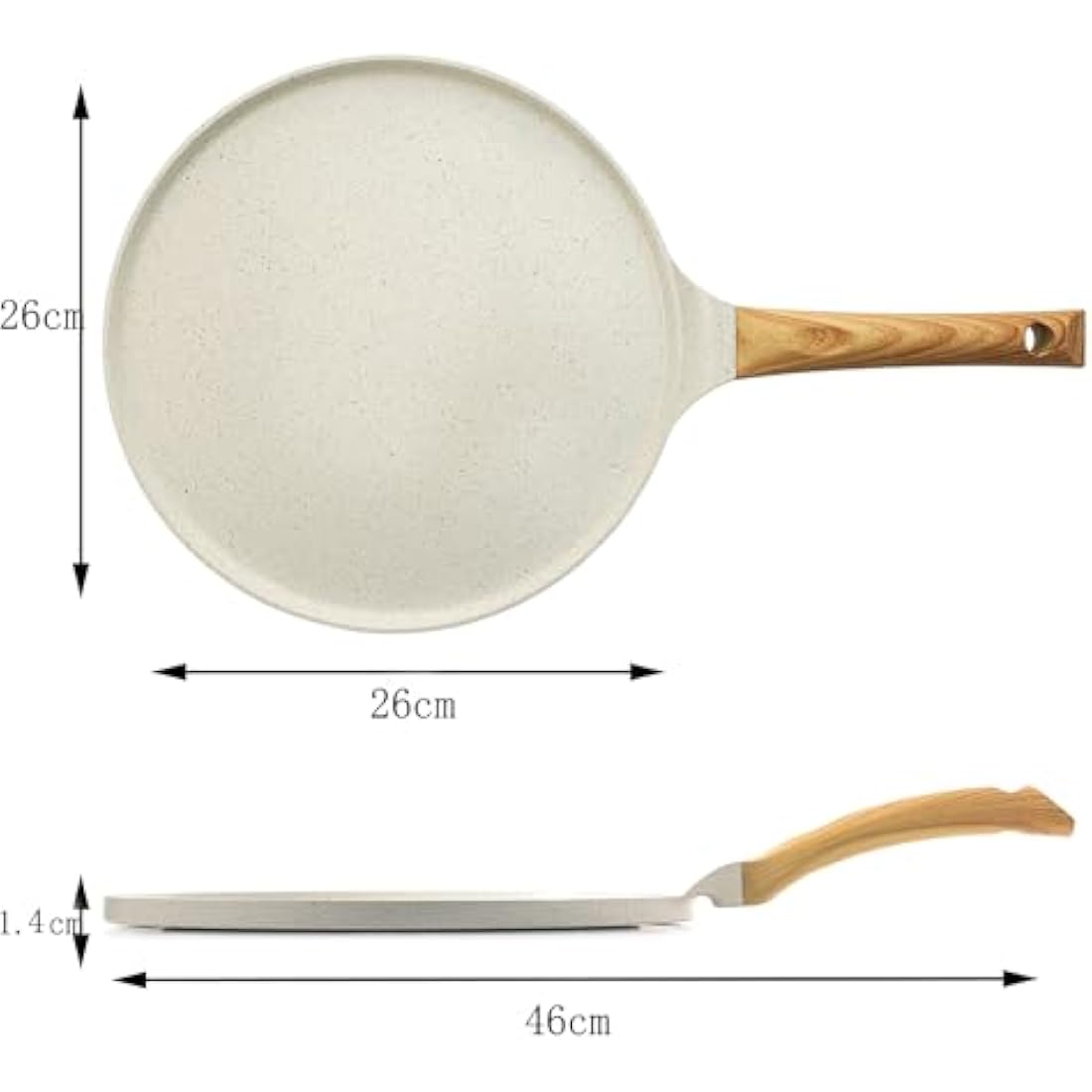 Sensarte 26cm Nonstick Ceramic Crepe Pan | Induction Dosa Tawa Griddle
