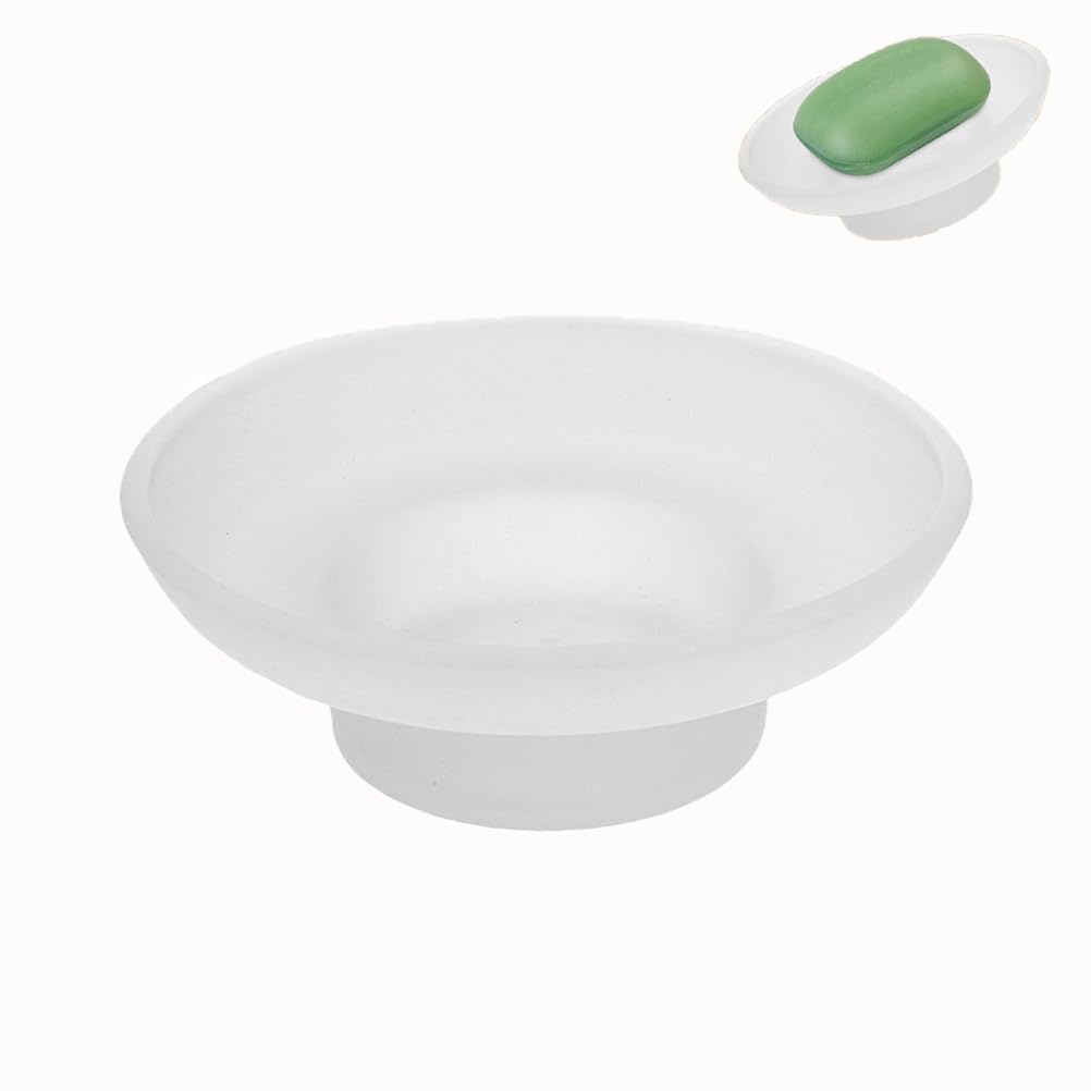 VICASKY Frosted Glass Soap Dish – Round Non-Slip Bar Soap Holder for Bathroom