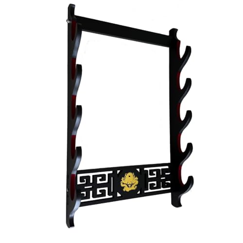 5-Tier Sword Wall Mount | Dragon Pattern Katana Display Stand