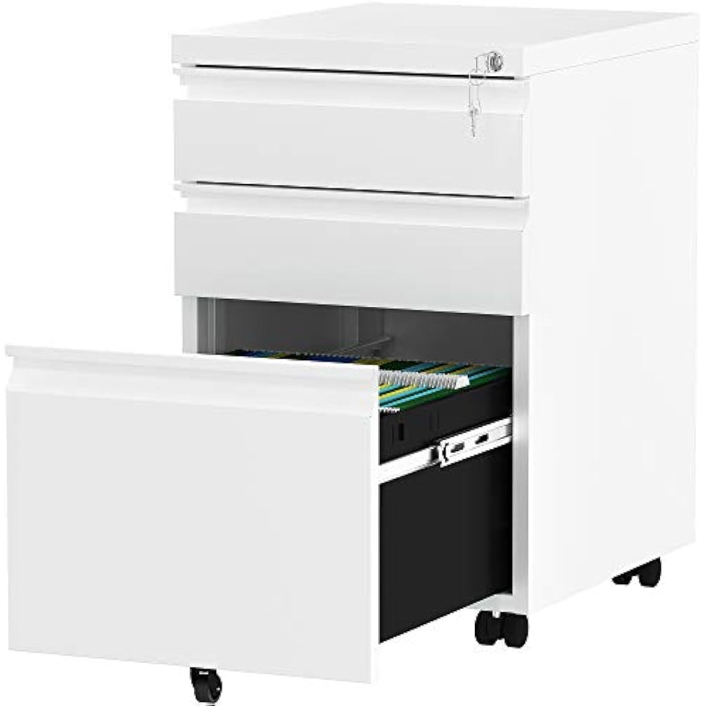 YITAHOME 3-Drawer Mobile File Cabinet | Lockable Steel Under Desk Storage