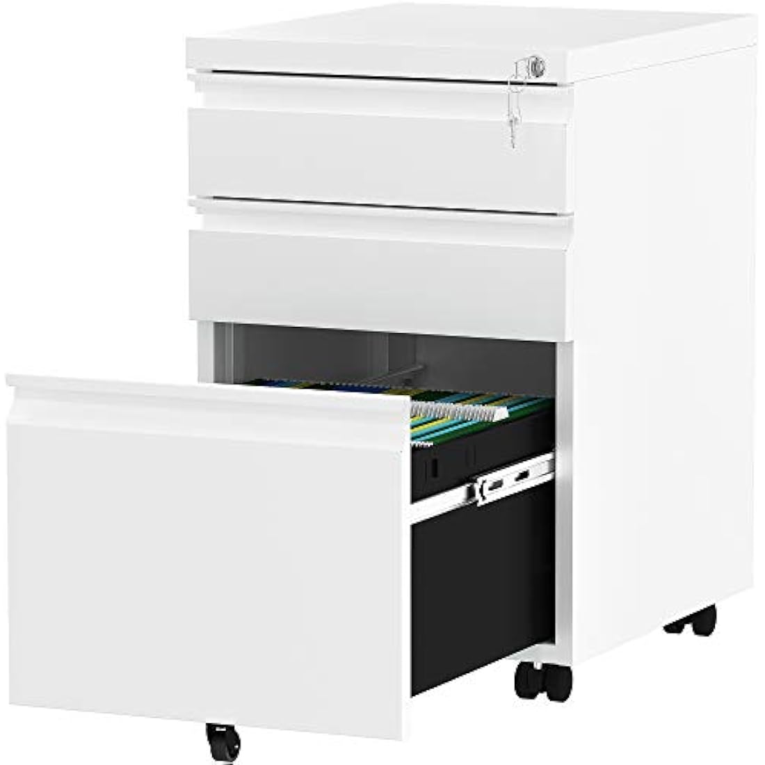 YITAHOME 3-Drawer Mobile File Cabinet | Lockable Steel Under Desk Storage