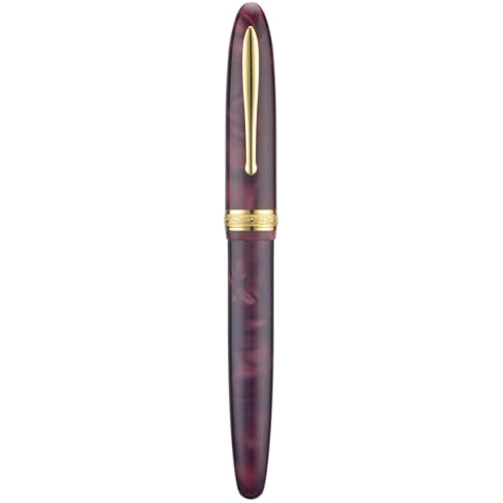 Hong Dian N9 Fountain Pen | Wine Red Acrylic with Long Leaf Medium Nib