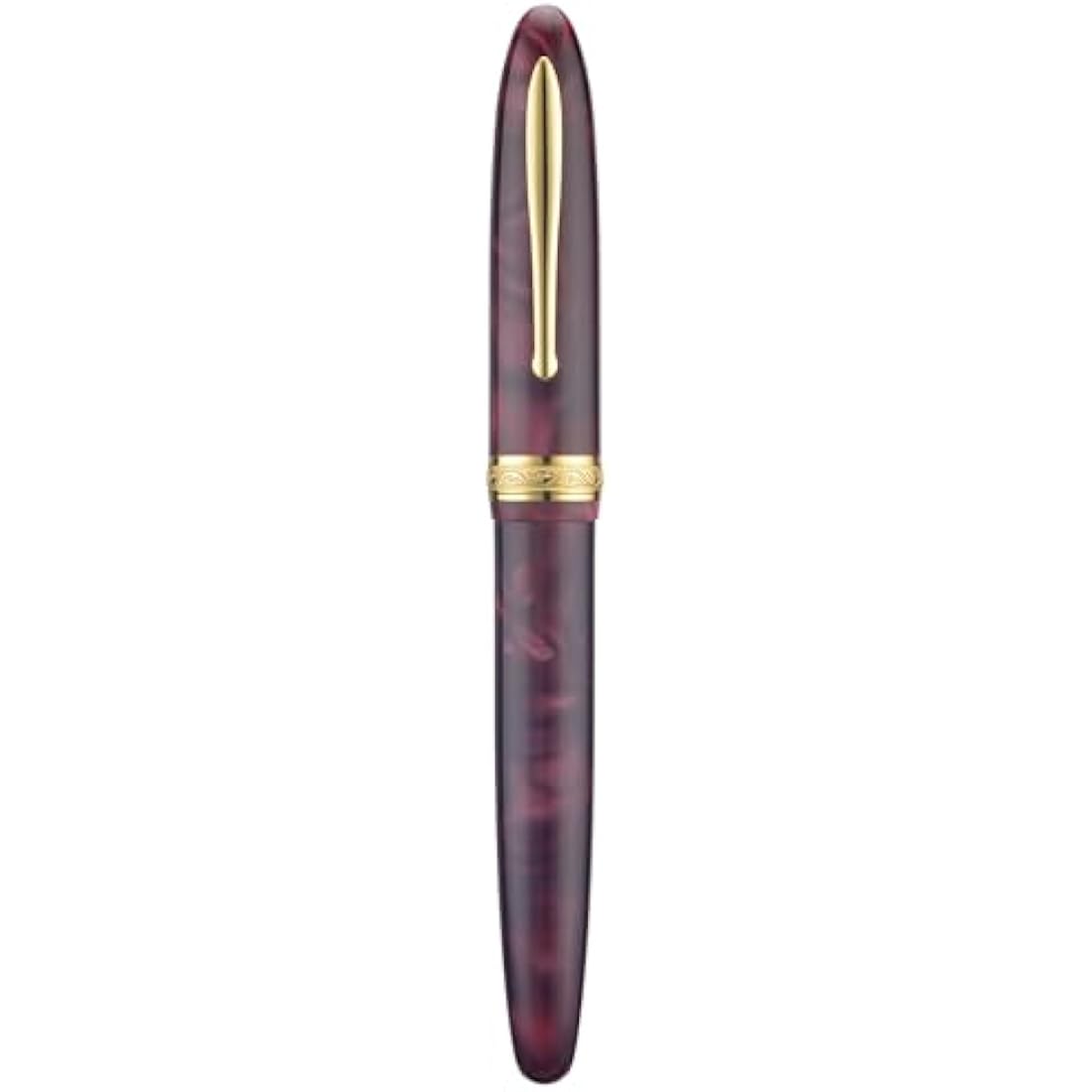 Hong Dian N9 Fountain Pen | Wine Red Acrylic with Long Leaf Medium Nib