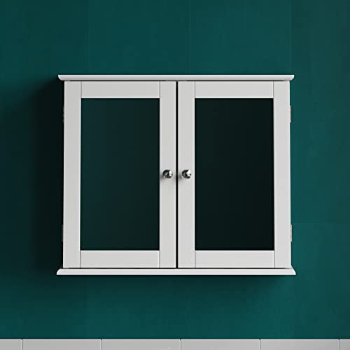 Bath Vida Priano Mirrored Bathroom Cabinet | 2 Door Wall Mounted White