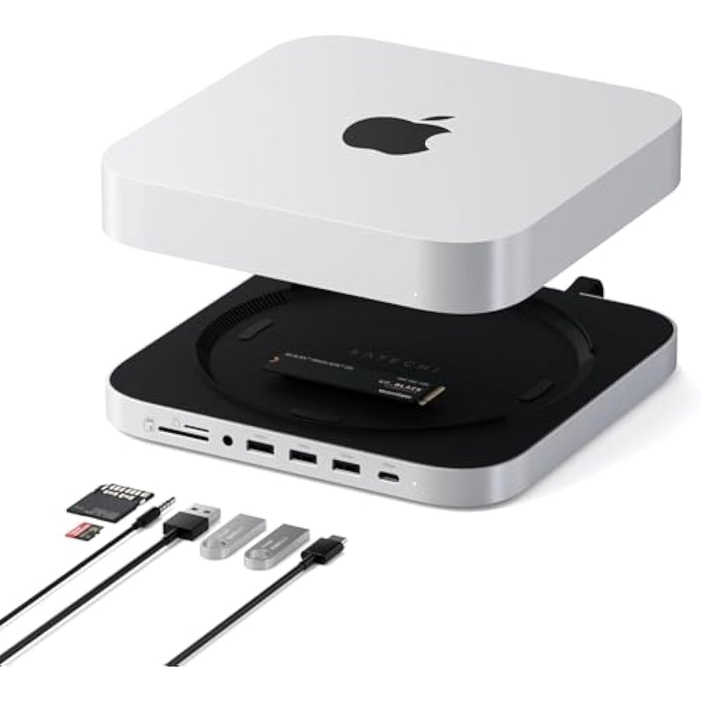 Satechi Mac Mini Hub & Stand with NVMe/SATA SSD Enclosure - Silver