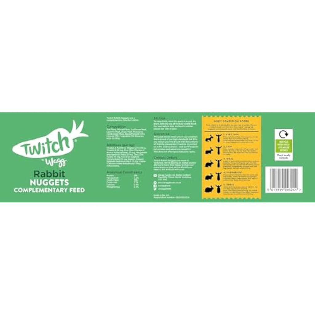 Wagg Twitch Rabbit Food Nuggets - High Fibre 10kg Complementary Feed