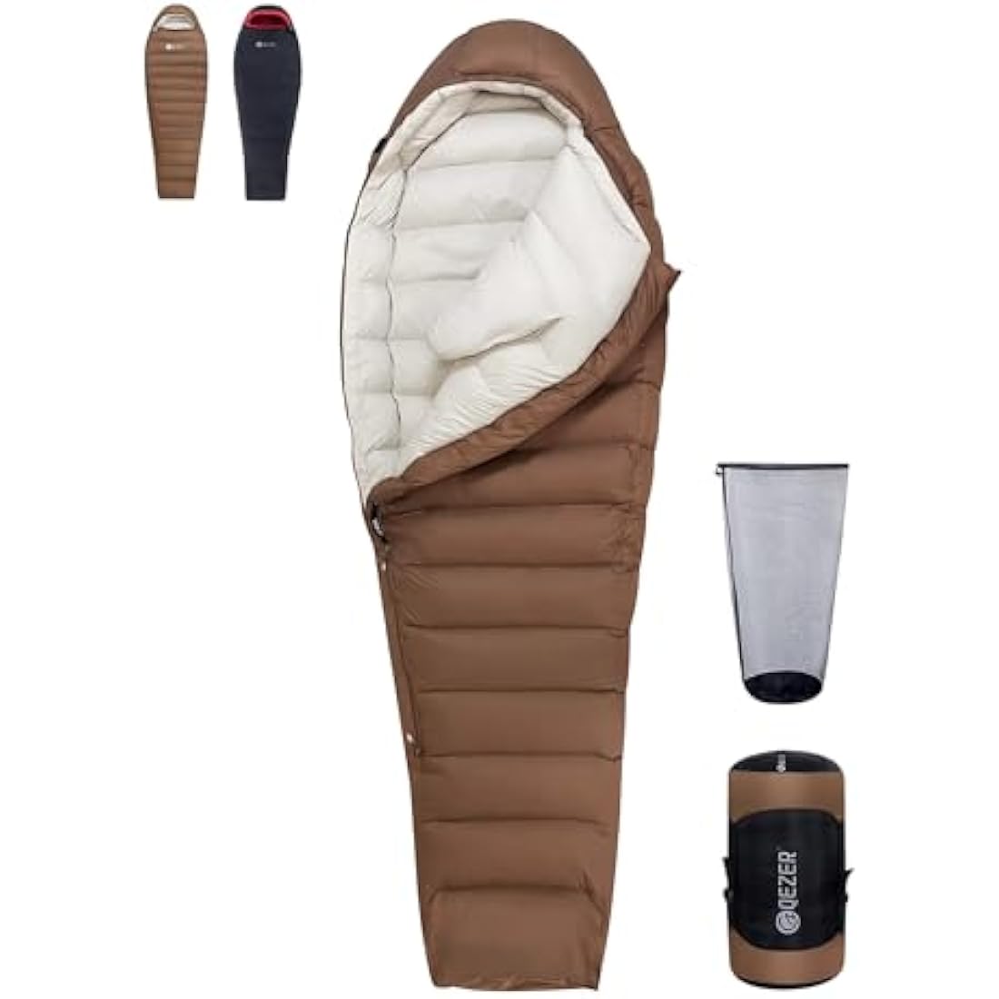 QEZER Winter Down Sleeping Bag | 660 FP Duck Down -20°C Cold Weather