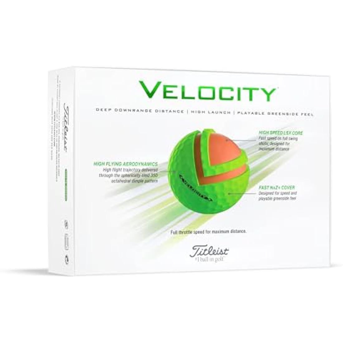 Titleist Velocity Golf Balls – High Speed LSX Core, 12-Pack White