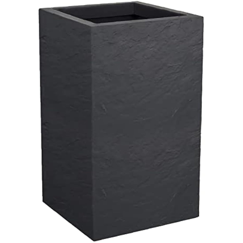 EDA Volcania'UP Tall Square Planter - Anthracite Grey Stone Effect