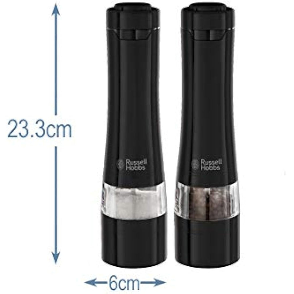 Russell Hobbs Electric Salt and Pepper Mill Set – Black Stainless Steel