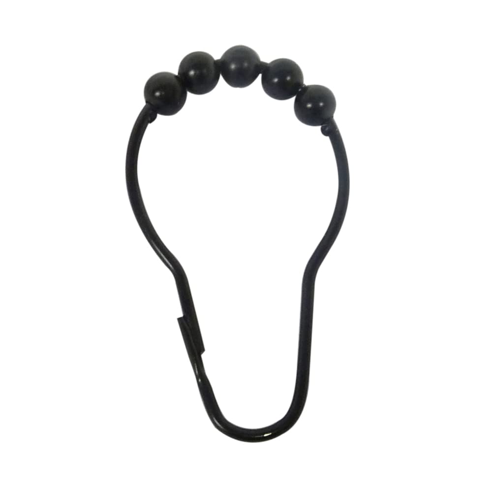 Byretech Black Stainless Steel Roller Ball Shower Curtain Rings – 12 Pack