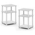 Furinno 3-Tier Turn-N-Tube End Table 2-Pack | White Wood & Plastic