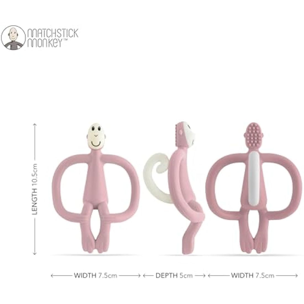 Matchstick Monkey Silicone Teether & Gel Applicator – Dusty Pink