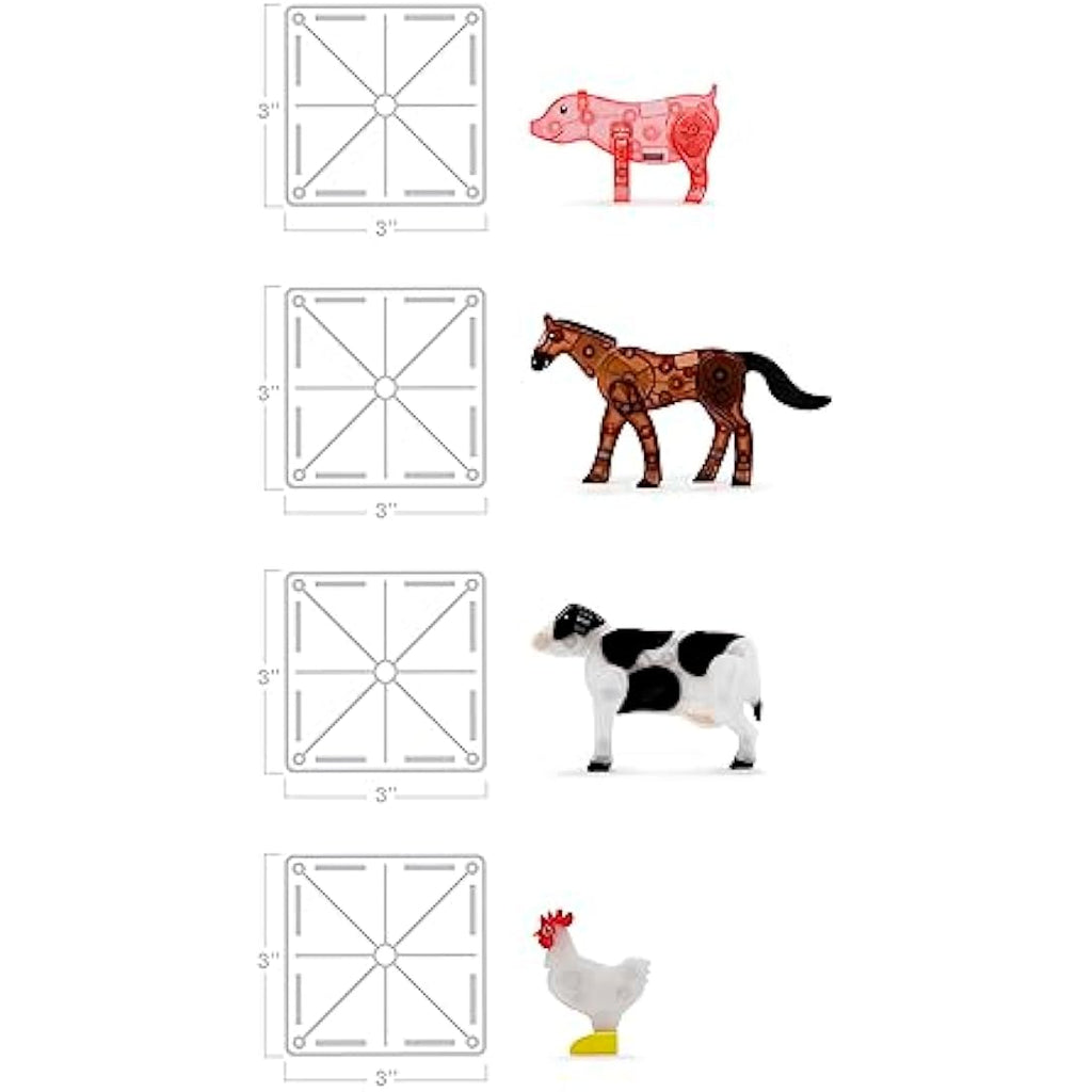 MAGNA-TILES Farm Animals Magnetic Building Set – 25-Piece STEAM Toy