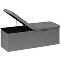 Bonlife Extra Large Folding Storage Ottoman | Grey Linen Bench Trunk